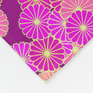 Art-Déco-Blume - Violett-, Korallenfarben Fleecedecke