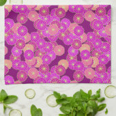 Art-Déco-Blume - Violett-, Korallenfarben Geschirrtuch (Gefaltet)