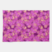 Art-Déco-Blume - Violett-, Korallenfarben Geschirrtuch (Horizontal)