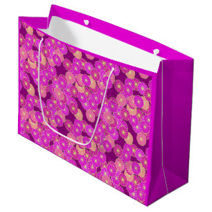 Art-Déco-Blume - Violett-, Korallenfarben Große Geschenktüte