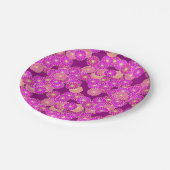 Art-Déco-Blume - Violett-, Korallenfarben Pappteller (Schrägansicht)