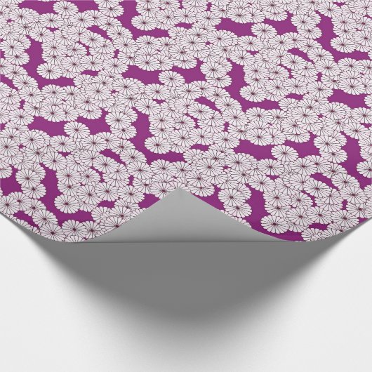 Art-Deco-Blume - weiß auf lila Geschenkpapier (Ecke)