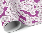 Art-Deco-Blume - weiß auf lila Geschenkpapier (Rolleneckpunkt)