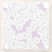 Art-Deco-Blume - weiß auf lila Glasuntersetzer (Rückseite)