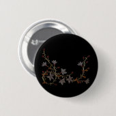 Art Deco Blumen auf Schwarz Button (Vorne & Hinten)