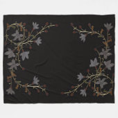 Art Deco Blumen auf Schwarz Fleecedecke (Vorderseite (Horizontal))