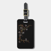 Art Deco Blumen auf Schwarz Gepäckanhänger (Vorderseite vertikal)