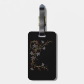 Art Deco Blumen auf Schwarz Gepäckanhänger (Rückseite vertikal)