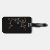 Art Deco Blumen auf Schwarz Gepäckanhänger (Rückseite horizontal)