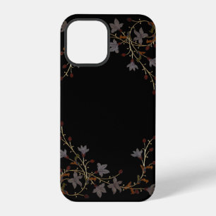 Art Deco Blumen auf Schwarz iPhone 12 Pro Hülle