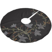 Art Deco Blumen auf Schwarz Polyester Weihnachtsbaumdecke (Schrägansicht)