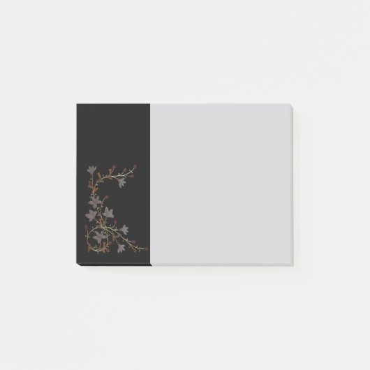 Art Deco Blumen auf Schwarz Post-it Klebezettel (Vorderseite)