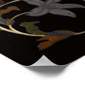 Art Deco Blumen auf Schwarz Poster (Ecke)
