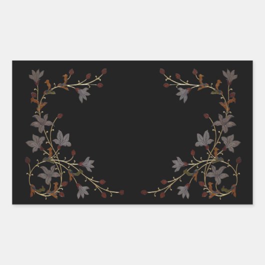 Art Deco Blumen auf Schwarz Rechteckiger Aufkleber (Vorderseite)