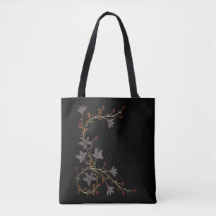 Art Deco Blumen auf Schwarz Tasche