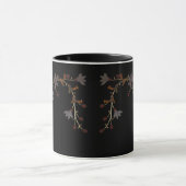 Art Deco Blumen auf Schwarz Tasse (Zentrum)