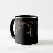 Art Deco Blumen auf Schwarz Tasse (Vorderseite Links)