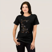Art Deco Blumen auf Schwarz Tri-Blend Shirt (Vorderseite voll)