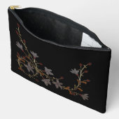 Art Deco Blumen auf Schwarz Zubehörtasche (Offen)