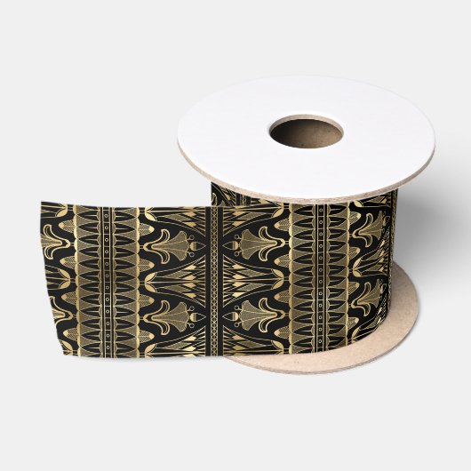 Art Deco Blumen geometrisches Musterdesign Satinband (Spule)
