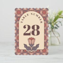 Art Deco Blumen Hochzeit Tischnummernkarte Retro Einladung