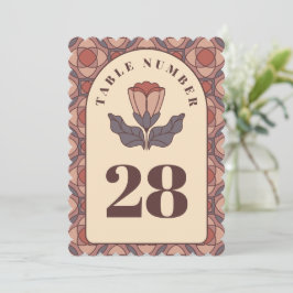 Art Deco Blumen Hochzeit Tischnummernkarte Retro Einladung