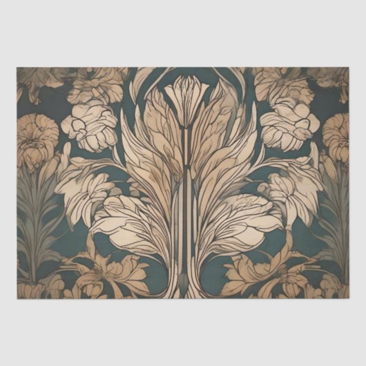 Art Deco Blumendesign Seidenpapier (Vorderseite)