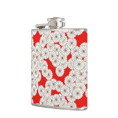 Art Deco Blumenmuster - creme auf rot Flachmann (Links)