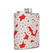 Art Deco Blumenmuster - creme auf rot Flachmann (Rechts)