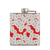 Art Deco Blumenmuster - creme auf rot Flachmann (Rückseite)