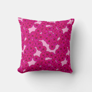 Art Deco Blumenmuster - Magenta auf Rosa Kissen