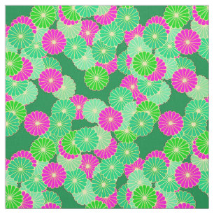 Art Deco Blumenmuster - Schattierungen von Grün, F Stoff