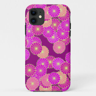 Art Deco Blumenmuster - Schattierungen von Violett iPhone 11 Hülle