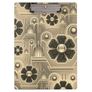 Art Deco Blumenmuster vintage geometrisch Gold Klemmbrett