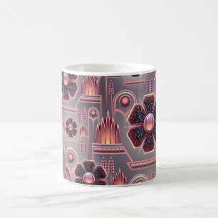 Art Deco Blumenmuster vintage geometrisch lila Kaffeetasse