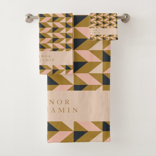 Art Deco Blush Gold Black Wedding Custom Badhandtuch Set (Insitu)