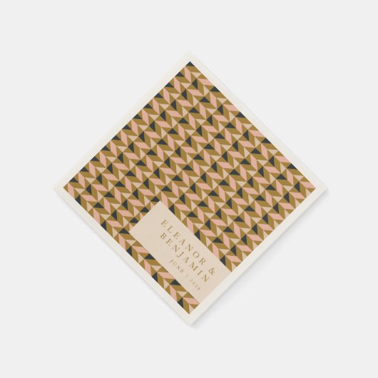 Art Deco Blush Gold Wedding Custom Serviette (Ecke)