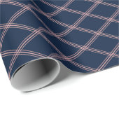 Art Deco Blush Pink Diamonds on Navy Blue Geschenkpapier (Rolleneckpunkt)