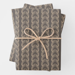 Art Deco Bögen in Champagner auf warmer Holzkohle Geschenkpapier Set