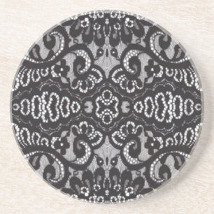 Art Deco Bohemian Chic floraler gotischer schwarze Sandstein Untersetzer