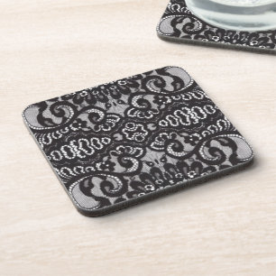Art Deco Bohemisch Chic florale Gotische schwarze Untersetzer