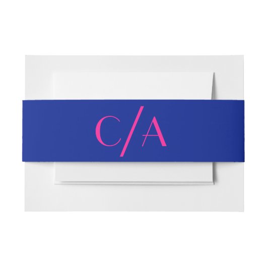 Art Deco Bold Electric Blue Pink Monogram Einladungsbanderole (Vorderseite Beispiel)