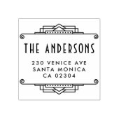 Art Deco Border Custom Family Name Rücksendeadress Gummistempel (Prägung)