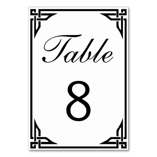 Art Deco Border Doppelseitige Tischnummern (Vorderseite)