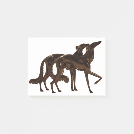 Art Deco Borzoi Duo Bronze Post-it Klebezettel (Vorderseite)