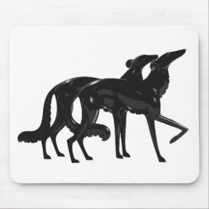 Art Deco Borzoi Duo Schwarz Mousepad