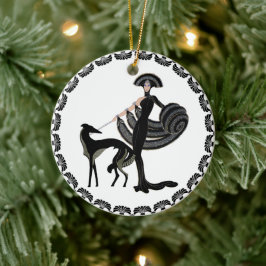 Art Deco Borzoi Keramik Ornament
