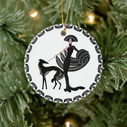 Art Deco Borzoi Keramik Ornament (Baum)