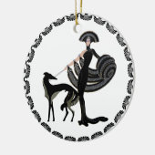 Art Deco Borzoi Keramik Ornament (Links)