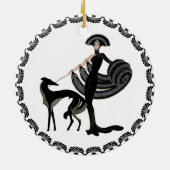 Art Deco Borzoi Keramik Ornament (Hinten)